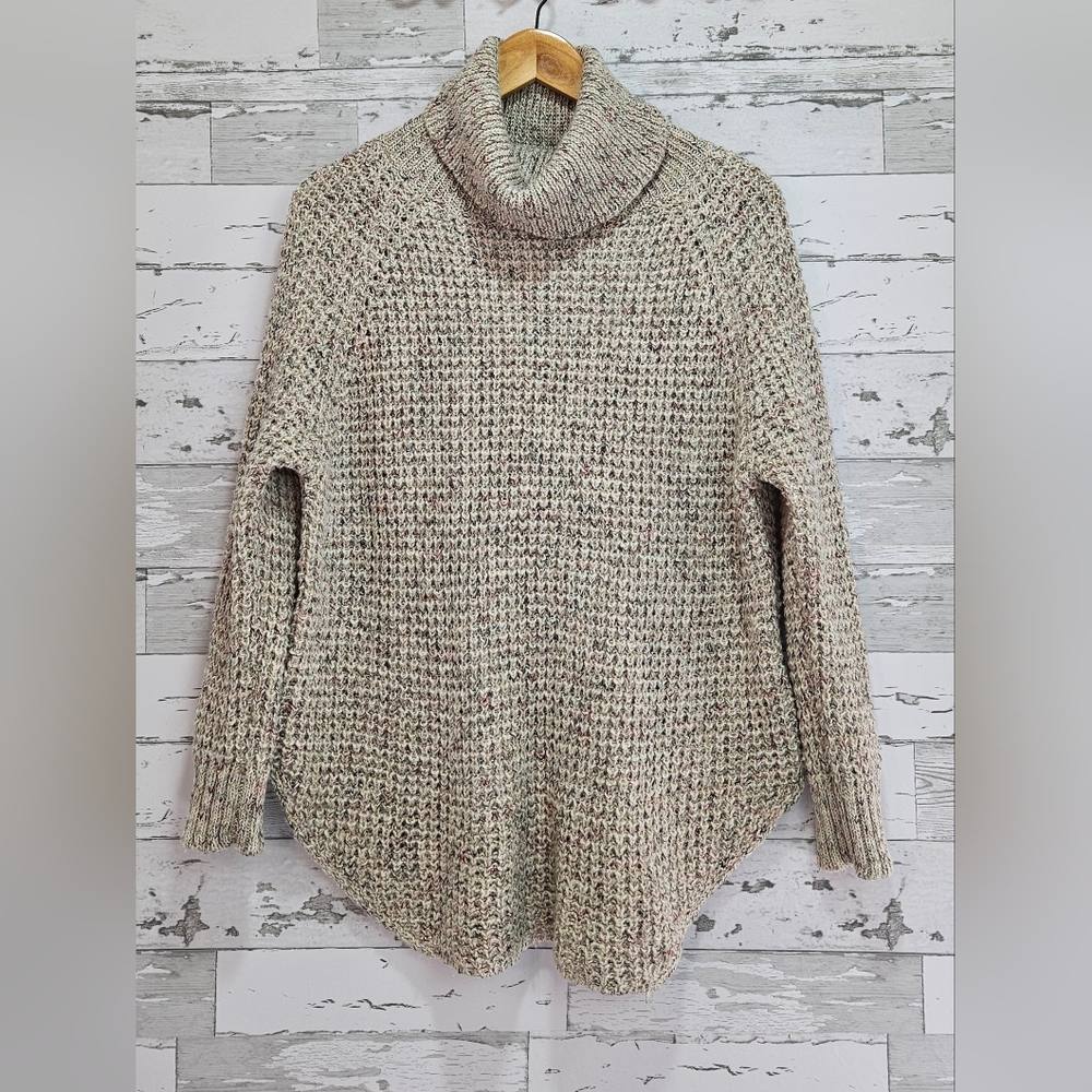 Free‎ People Dylan Tweedy Sweater Xsmall Boxy Oversized Turtle Neck Gray